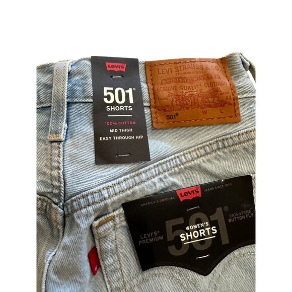 LEVIS 501 Light Wash Mid Thigh shorts Size 24 NEW - Picture 6 of 8